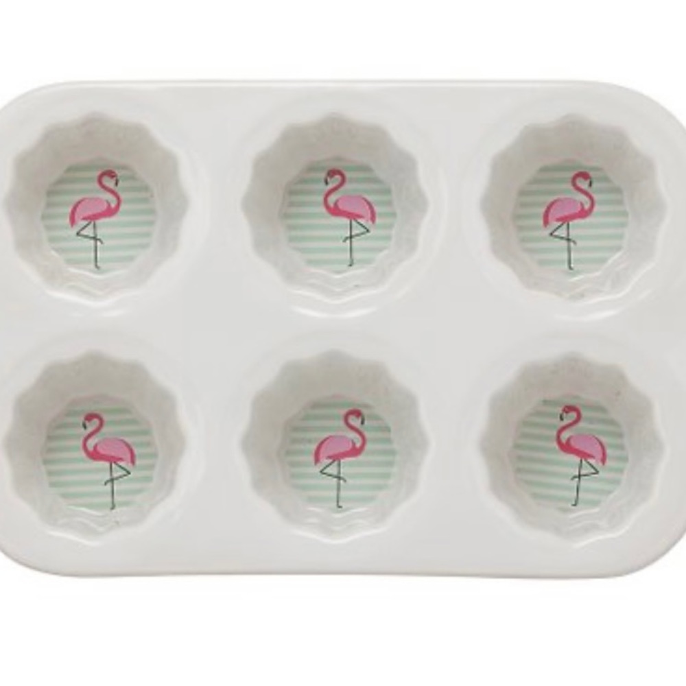 10 Strawberry Bakeware Blue Flamingo Ceramic Cupcake Pan
